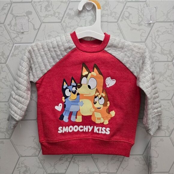 Toddler Bluey & Friend "Smoochy Kiss" Valentine's Easter Pullover Sweater - Picture 2 of 9